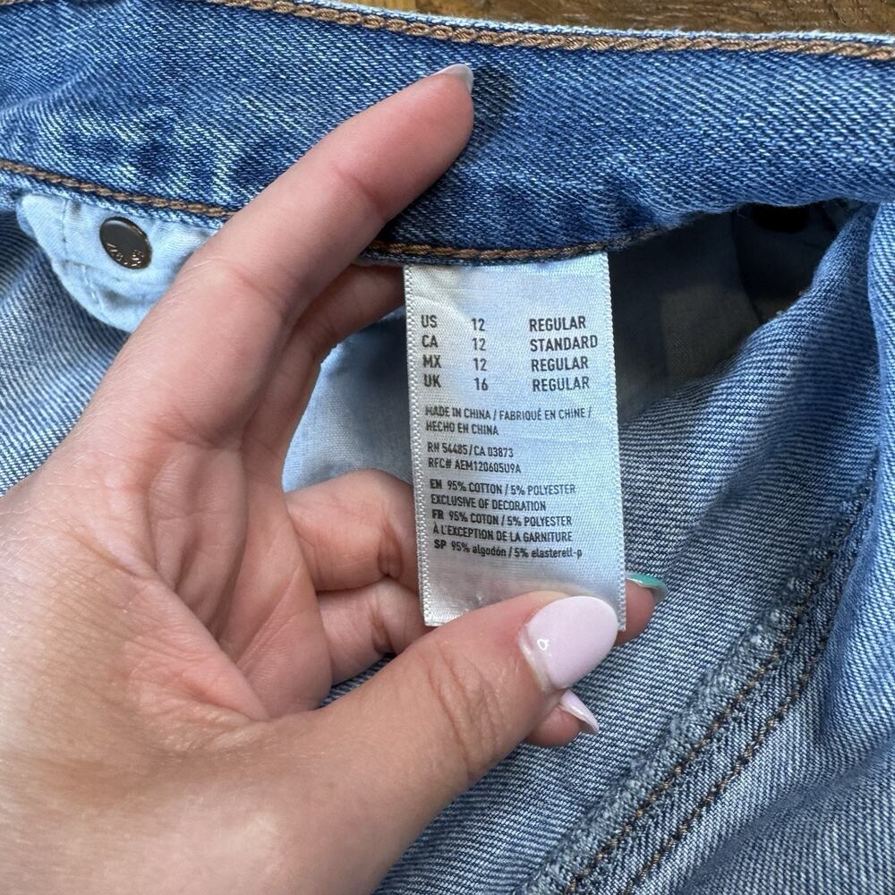 American Eagle Women's Size 12 High Rise Mom Jean Med Wash Inseam 28" Stretch - Picture 8 of 9